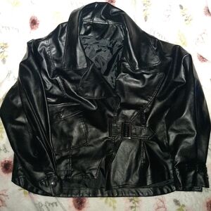 Black Faux Leather Women's Jacket Size XL